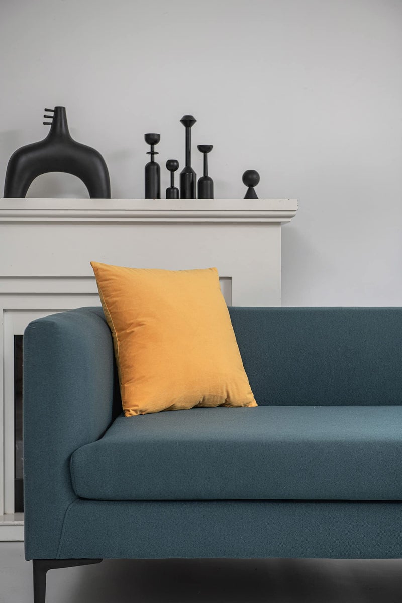DEZENE Throw Pillow Covers 18x18 Mustard Yellow: Pack of 2 Cozy Soft Velvet Square Modern Luxury Decorative Throw Pillow Cases for Sofa Couch Living Room Bed Home Decor - Image 3